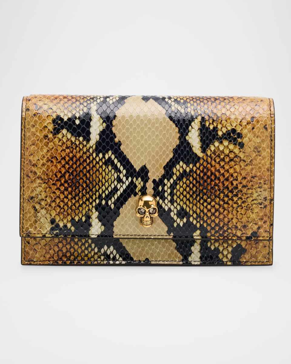 Small Skull Python-Embossed Crossbody Bag